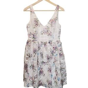 Anthropologie Maeve NWT Floral White Sleeveless Party Bridal Mini‎ Dress Size 6